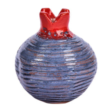 Load image into Gallery viewer, Handcrafted Pomegranate-Shaped Blue Ceramic Decorative Vase - Bewitched Passion | NOVICA