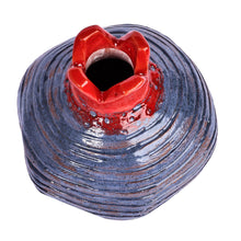 Load image into Gallery viewer, Handcrafted Pomegranate-Shaped Blue Ceramic Decorative Vase - Bewitched Passion | NOVICA