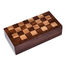 Load image into Gallery viewer, Wood Mini Chess Game Set Hand Carved in Armenia - Checkmate Conquest | NOVICA
