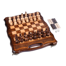 Load image into Gallery viewer, Armenian Handcrafted Wood Chess & Backgammon Board Game Set - Double the Excitement | NOVICA