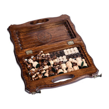 Load image into Gallery viewer, Armenian Handcrafted Wood Chess & Backgammon Board Game Set - Double the Excitement | NOVICA