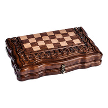 Load image into Gallery viewer, Hand Carved Wood Chess and Backgammon Board Game Set - Double the Delight | NOVICA