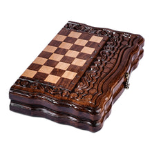 Load image into Gallery viewer, Hand Carved Wood Chess and Backgammon Board Game Set - Double the Delight | NOVICA