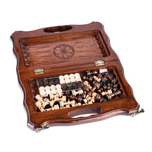 Load image into Gallery viewer, Wood Chess & Backgammon Board Game Set with Storage Bag - Double the Amusement | NOVICA