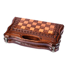 Load image into Gallery viewer, Wood Chess & Backgammon Board Game Set with Storage Bag - Double the Amusement | NOVICA