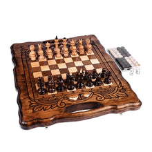 Load image into Gallery viewer, Handmade Beechwood Chess and Backgammon Board Game Set - Double the Happiness | NOVICA