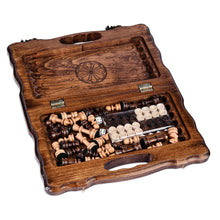Load image into Gallery viewer, Handmade Beechwood Chess and Backgammon Board Game Set - Double the Happiness | NOVICA