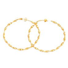 Load image into Gallery viewer, High-Polished 18k Gold-Plated Brass Half-Hoop Earrings - Triumph Ribbons | NOVICA