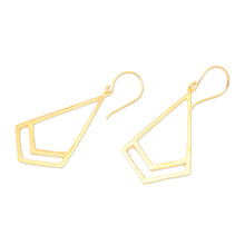 Load image into Gallery viewer, High Polished Geometric 18k Gold-Plated Dangle Earrings - Modern Victory | NOVICA