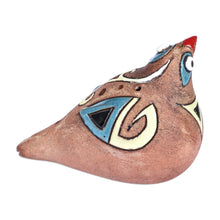Load image into Gallery viewer, Hand-Painted Bird-Shaped Ceramic Ocarina in Teal and Yellow - Heaven's Shvi Bird | NOVICA