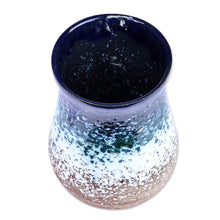 Load image into Gallery viewer, Handcrafted Modern Blue and Brown Ceramic Bouquet Vase - Blue Perception | NOVICA