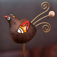 Load image into Gallery viewer, Hand-Painted Bird-Themed Ceramic Photo Holder from Armenia - Feathered Memories | NOVICA