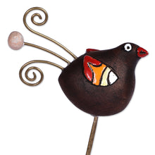 Load image into Gallery viewer, Hand-Painted Bird-Themed Ceramic Photo Holder from Armenia - Feathered Memories | NOVICA