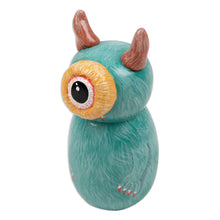 Load image into Gallery viewer, Hand-Painted Whimsical Turquoise Recycled Teak Ogre Figurine - Turquoise Ogre | NOVICA