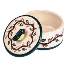 Load image into Gallery viewer, Hand-Painted Glazed Ceramic Jewelry Box with Bird Accent - Feathered Friend | NOVICA