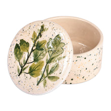 Load image into Gallery viewer, Hand-Painted Glazed Ceramic Jewelry Box with Leaf Motif - Leaves and Dots | NOVICA