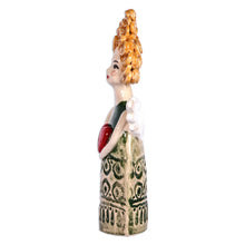 Load image into Gallery viewer, Handmade & Painted Glazed Angel and Heart Ceramic Sculpture - Angel with Heart | NOVICA