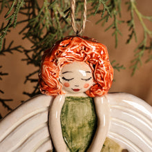 Load image into Gallery viewer, Hand-Painted Glazed Ceramic Sleeping Angel Ornament - Dreaming Angel | NOVICA