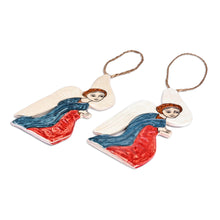 Load image into Gallery viewer, Pair of Angel-Themed Hand-Painted Glazed Ceramic Ornaments - Praying Angels | NOVICA