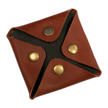 Load image into Gallery viewer, Men's Modern Geometric Coffee Leather Coin Holder - Modern Collective | NOVICA