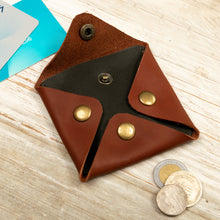 Load image into Gallery viewer, Men's Modern Geometric Coffee Leather Coin Holder - Modern Collective | NOVICA