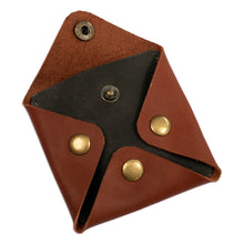 Load image into Gallery viewer, Men's Modern Geometric Coffee Leather Coin Holder - Modern Collective | NOVICA