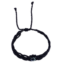 Load image into Gallery viewer, Black Macrame Wristband Bracelet with Sodalite Pendant - Stylish Black | NOVICA
