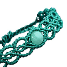 Load image into Gallery viewer, Handmade Aqua Macrame Wristband Bracelet with Jade Pendant - Stylish Aqua | NOVICA