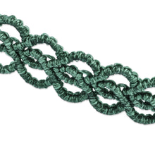 Load image into Gallery viewer, Jade Macrame Choker Necklace Handmade in Aqua Cotton Cords - Stylish Aqua | NOVICA
