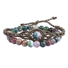Load image into Gallery viewer, Set of 2 Macrame and Beaded Bracelets with Green Agate Gems - New Spirit | NOVICA
