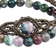 Load image into Gallery viewer, Set of 2 Macrame and Beaded Bracelets with Green Agate Gems - New Spirit | NOVICA