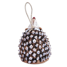 Load image into Gallery viewer, Hand-Painted Mother Hedgehog with Pup Ceramic Bell Ornament - Momma Hedgehog | NOVICA