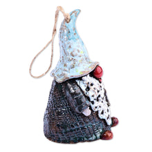Load image into Gallery viewer, Gnome Ceramic Bell Ornament Handcrafted & Painted in Armenia - Starry Gnome | NOVICA