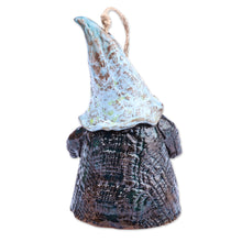 Load image into Gallery viewer, Gnome Ceramic Bell Ornament Handcrafted & Painted in Armenia - Starry Gnome | NOVICA