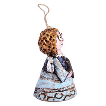Load image into Gallery viewer, Hand-Painted Star and Angel-Themed Ceramic Bell Ornament - Starkeeper Angel | NOVICA