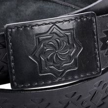 Load image into Gallery viewer, Men's Handcrafted Black Armenian-Inspired Leather Belt - Armenian Icon | NOVICA