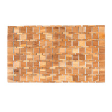 Load image into Gallery viewer, Handcrafted Geometric Natural Brown Teak Wood Mat from Bali - Forest's Cobblestone | NOVICA