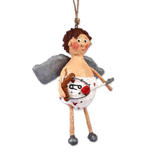 Load image into Gallery viewer, Hand-Painted Whimsical Papier Mache Love Cherub Ornament - Amur | NOVICA