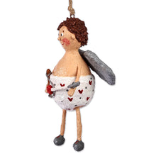 Load image into Gallery viewer, Hand-Painted Whimsical Papier Mache Love Cherub Ornament - Amur | NOVICA