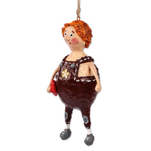 Load image into Gallery viewer, Hand-Painted Whimsical Papier Mache In-Love-Kid Ornament - George | NOVICA
