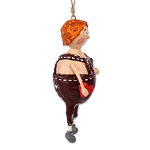 Load image into Gallery viewer, Hand-Painted Whimsical Papier Mache In-Love-Kid Ornament - George | NOVICA