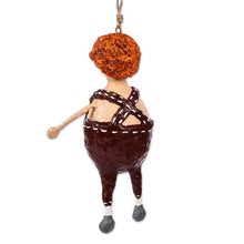 Load image into Gallery viewer, Hand-Painted Whimsical Papier Mache In-Love-Kid Ornament - George | NOVICA