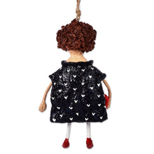 Load image into Gallery viewer, Hand-Painted Papier Mache Ornament of Girl Holding a Heart - Loanna | NOVICA