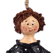 Load image into Gallery viewer, Hand-Painted Papier Mache Ornament of Girl Holding a Heart - Loanna | NOVICA