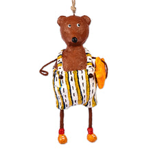 Load image into Gallery viewer, Hand-Painted Star-Themed Papier Mache Bear Ornament - Mister Bear | NOVICA