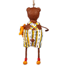 Load image into Gallery viewer, Hand-Painted Star-Themed Papier Mache Bear Ornament - Mister Bear | NOVICA