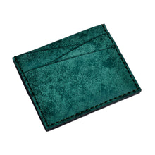 Load image into Gallery viewer, Green Suede Card Holder Accented with the Armenian Letter M - Days of Harmony | NOVICA