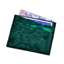 Load image into Gallery viewer, Green Suede Card Holder Accented with the Armenian Letter M - Days of Harmony | NOVICA
