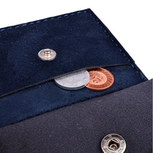 Load image into Gallery viewer, Navy Suede Card Holder Accented with an Armenian Bird Letter - Days of Enchantment | NOVICA