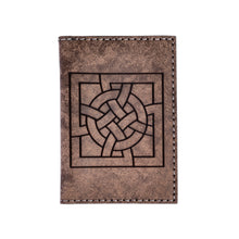 Load image into Gallery viewer, Geometric Accented Brown 100% Suede Passport Holder - Emblem of Adventures | NOVICA